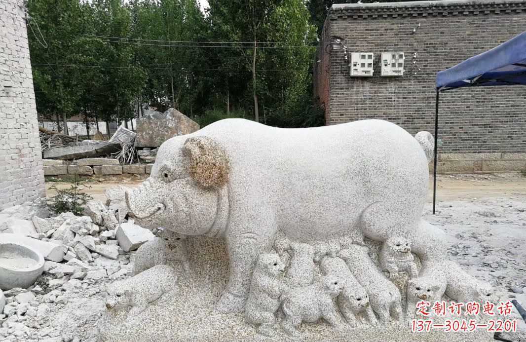 贵阳大理石招财小母猪动物雕塑