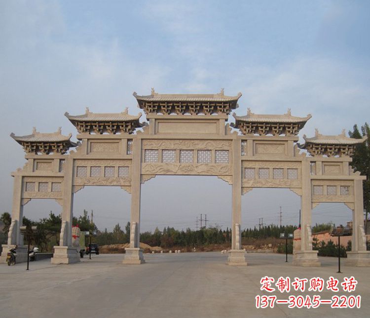 贵阳大型五门牌坊石雕精美雕塑