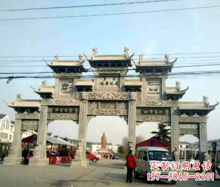 贵阳大型五门石雕牌坊 (3)