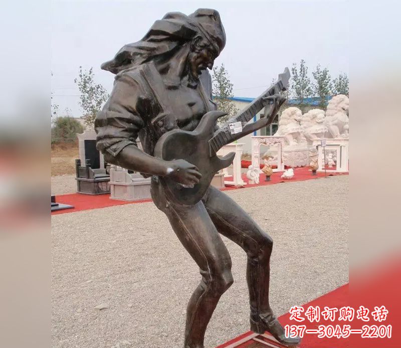 贵阳弹吉他广场小品人物铜雕