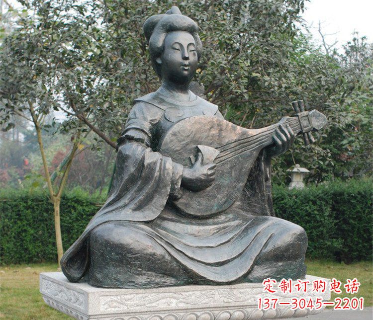 贵阳弹琵琶的乐妓古代人物铜雕
