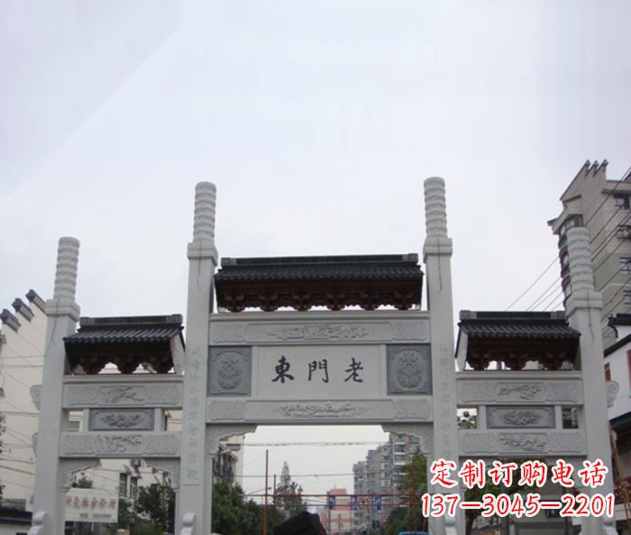 贵阳精美三门石牌坊雕塑