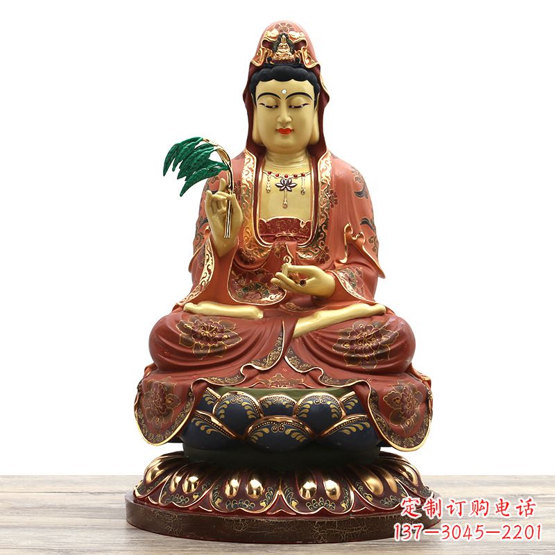贵阳精美观音彩绘铜雕雕塑摆件