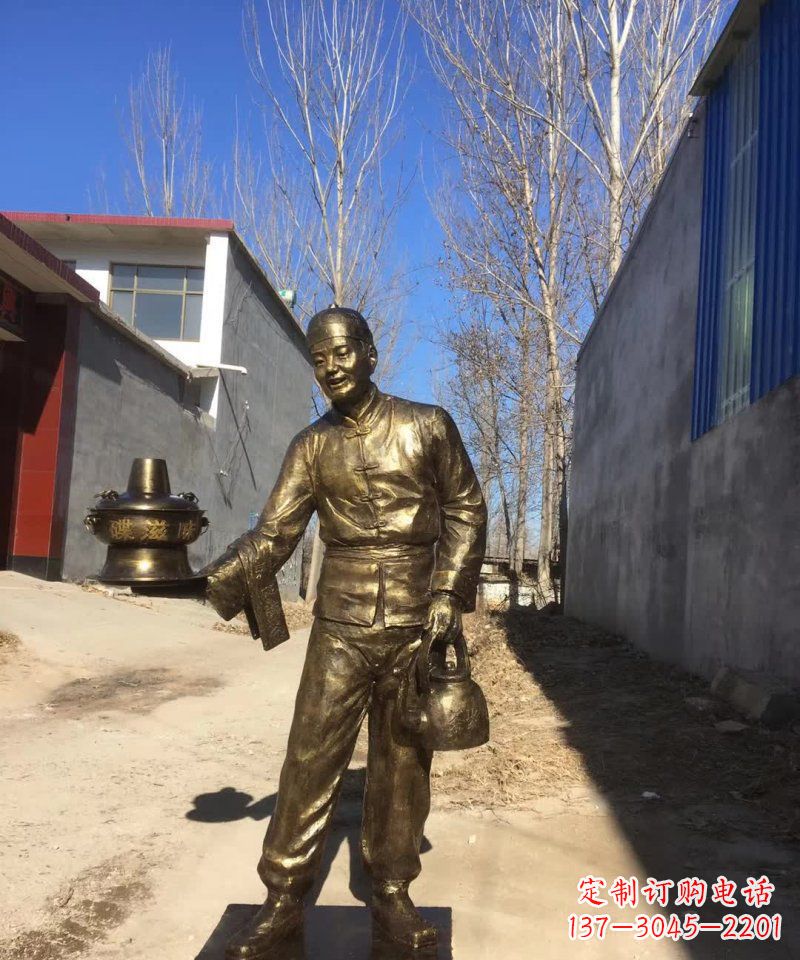 贵阳店小二铜雕火锅人物定制