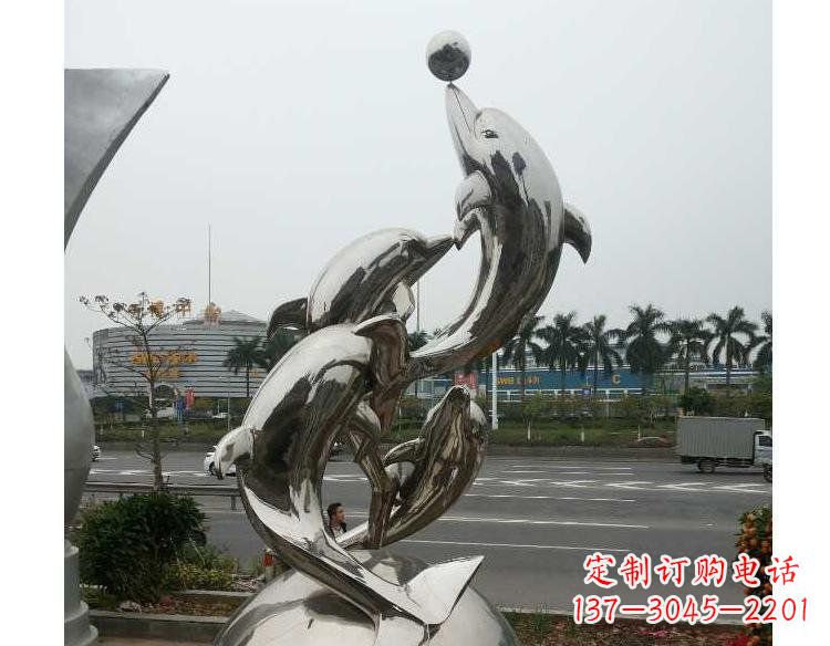 贵阳海豚精美不锈钢雕塑