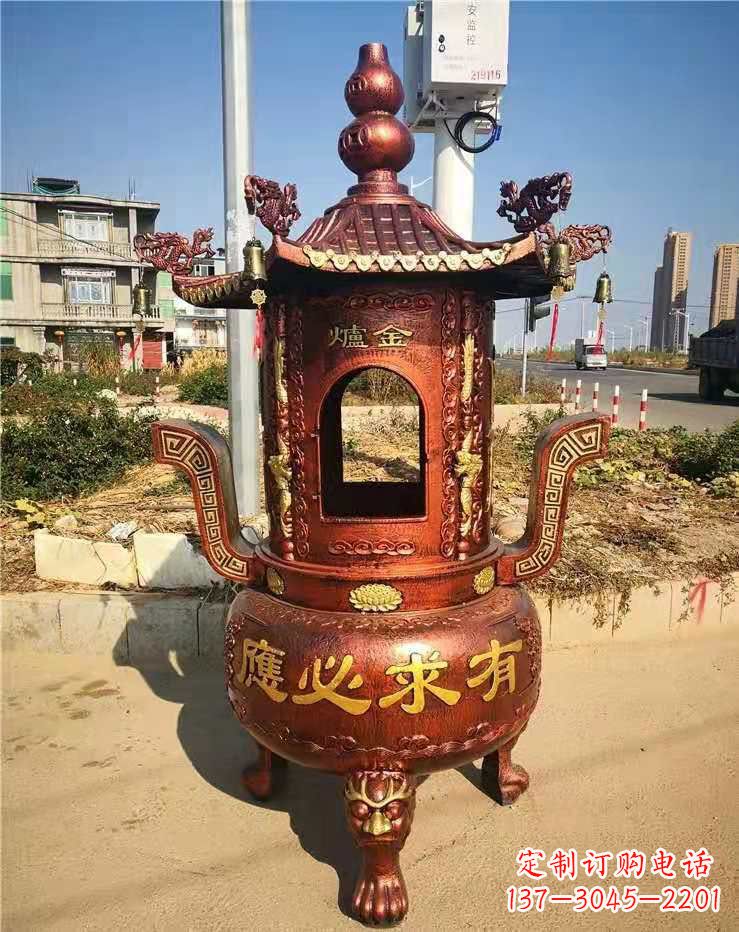 贵阳杜浦精制铜香炉雕塑