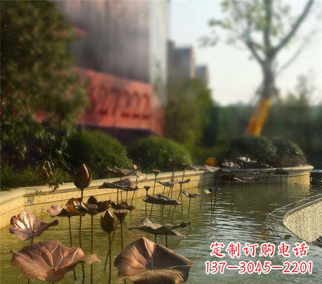 贵阳荷叶风情传承——锻铜荷花荷叶小区景观雕塑