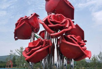 贵阳精美不锈钢玫瑰花景观雕塑