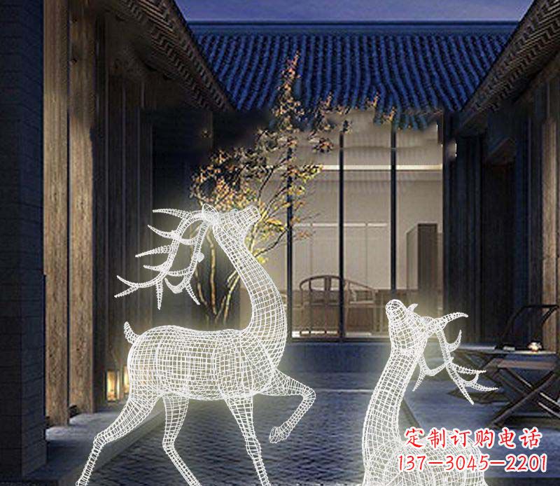 贵阳发光镂空梅花鹿景观雕塑