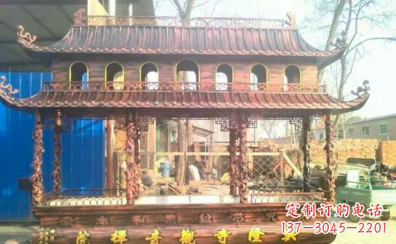 贵阳方形寺庙香炉铜雕_1