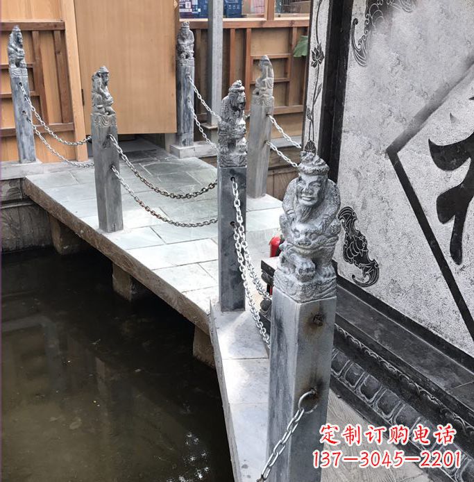 贵阳典雅传统的仿古胡人拴马石栏杆雕塑