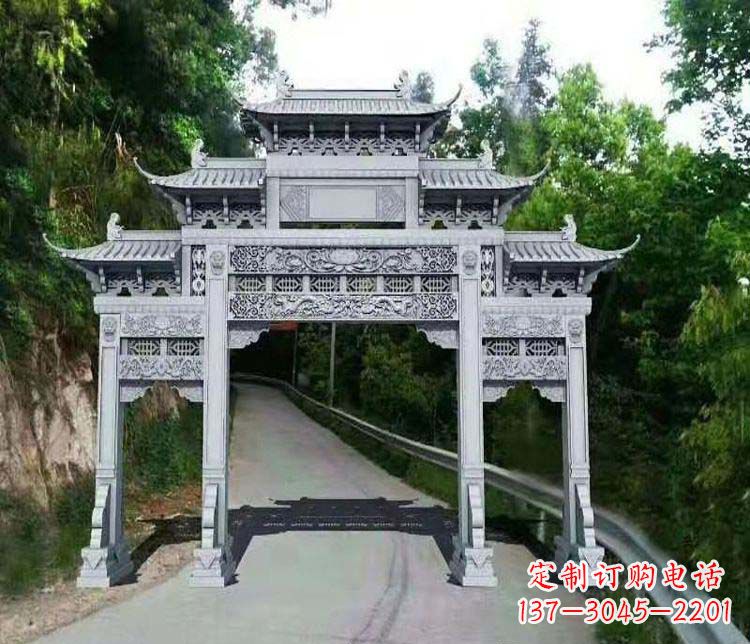 贵阳仿古三门牌坊石雕