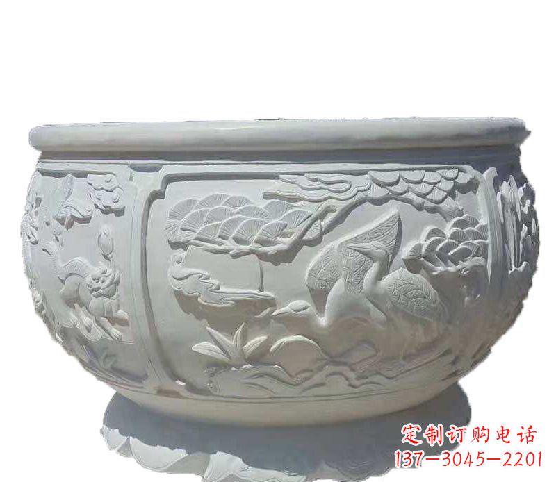 贵阳精美仿古鱼缸石雕花盆雕塑