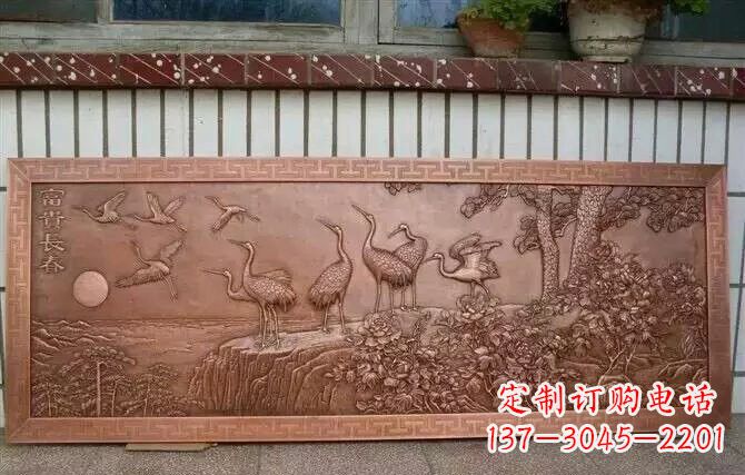 贵阳富贵仙鹤浮雕锻铜雕塑