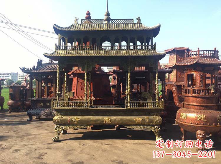 贵阳高浮雕螭龙纹铜香炉