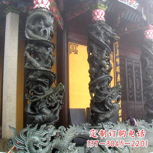 贵阳高浮雕龙柱铜雕塑