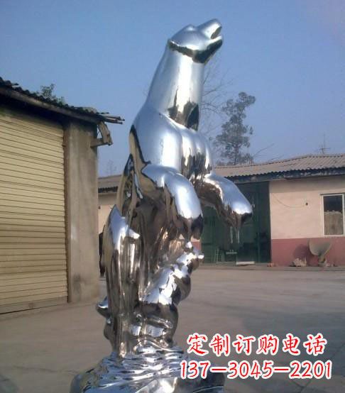 贵阳公园不锈钢抽象北极熊动物雕塑
