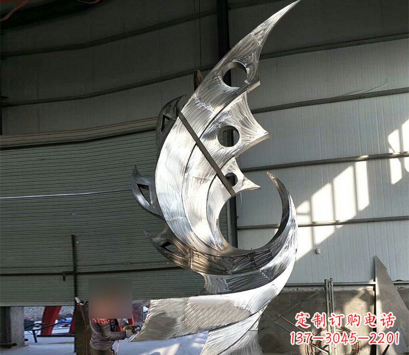 贵阳公园不锈钢抽象凤凰景观雕塑 (3)