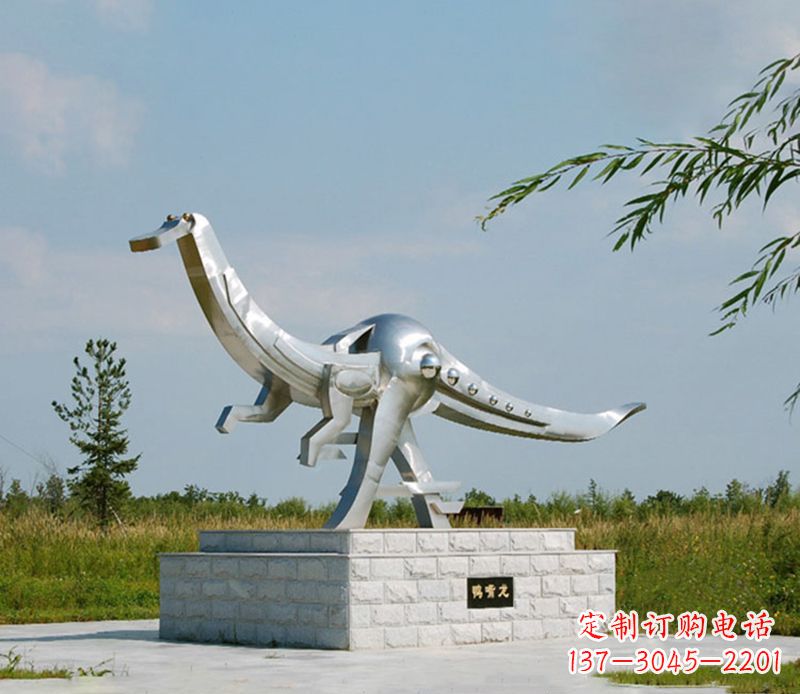 贵阳特大不锈钢抽象恐龙雕塑