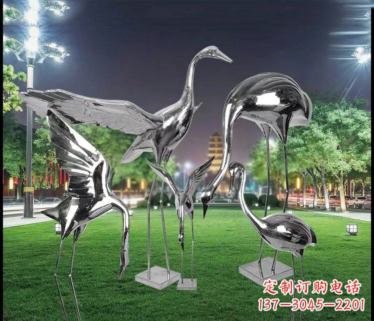 贵阳大型不锈钢仙鹤雕塑