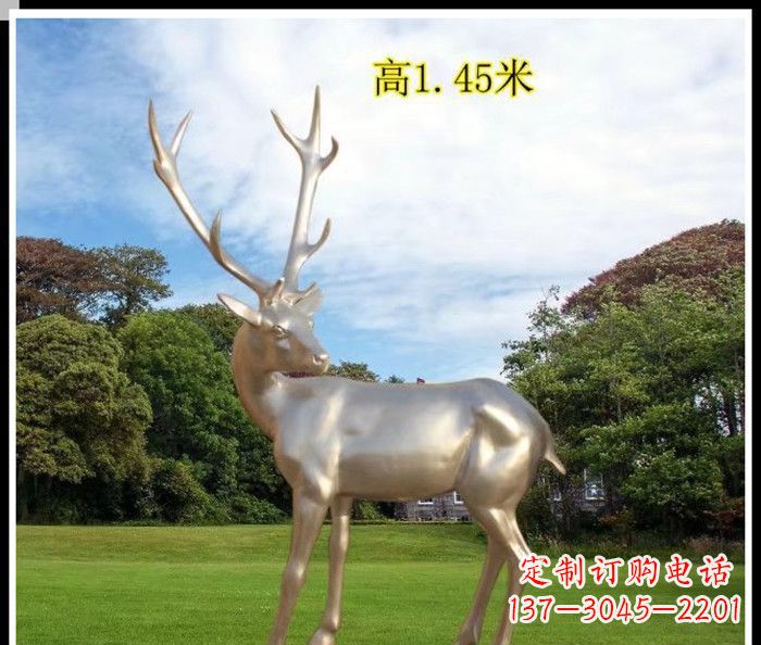 贵阳高端室外不锈钢巨型动物鹿雕塑