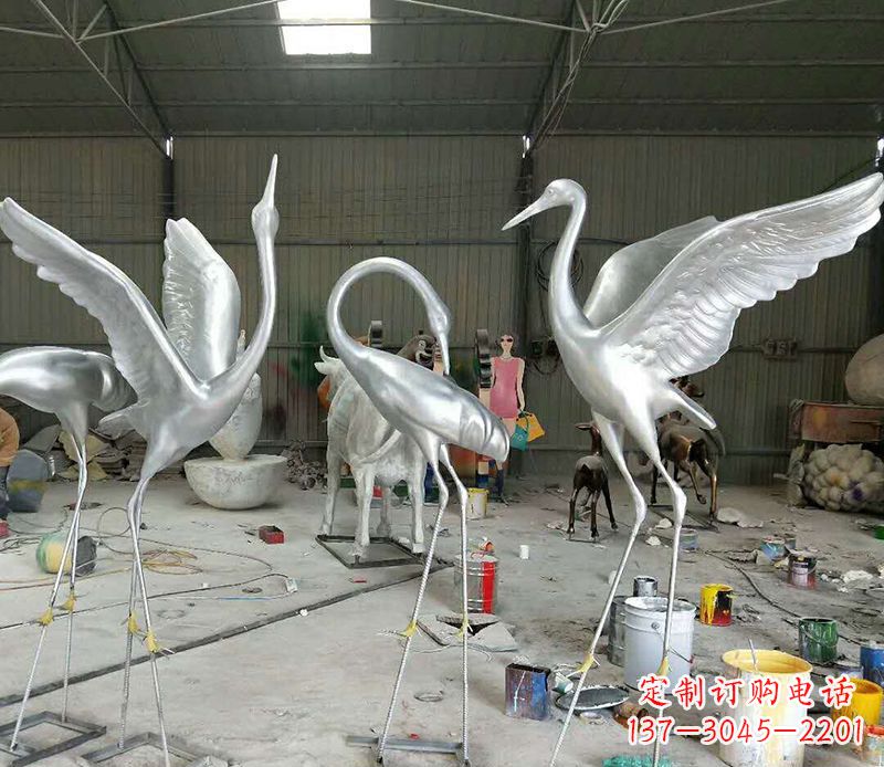 贵阳艺术雕刻仙鹤不锈钢雕塑
