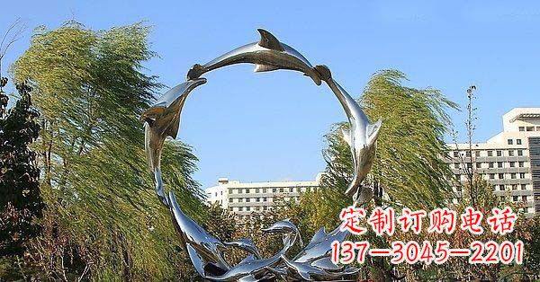 贵阳华丽精致的不锈钢海豚雕塑