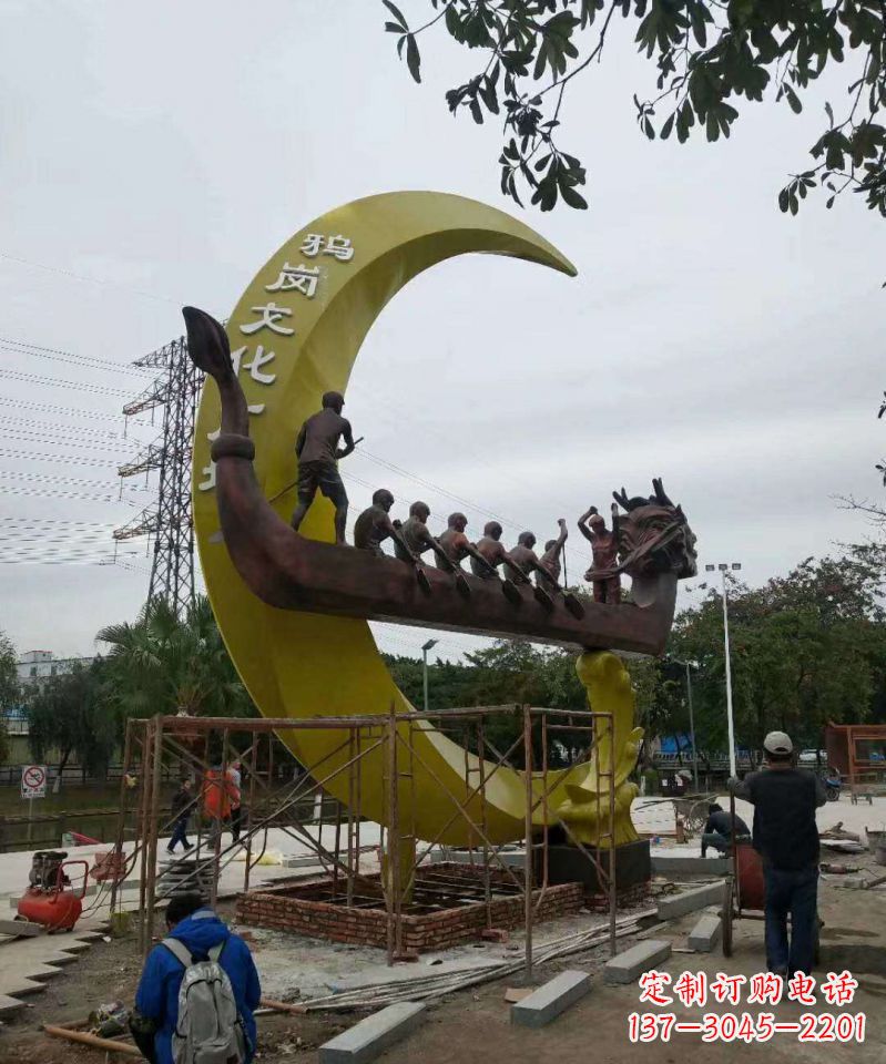 贵阳艺术型不锈钢龙舟雕塑