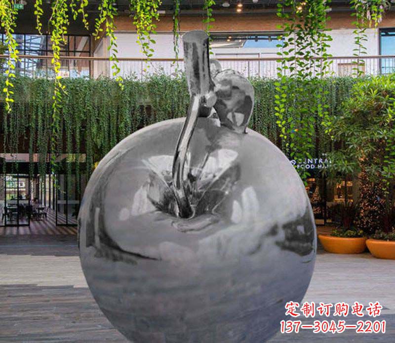 贵阳公园时尚不锈钢镜面苹果雕塑