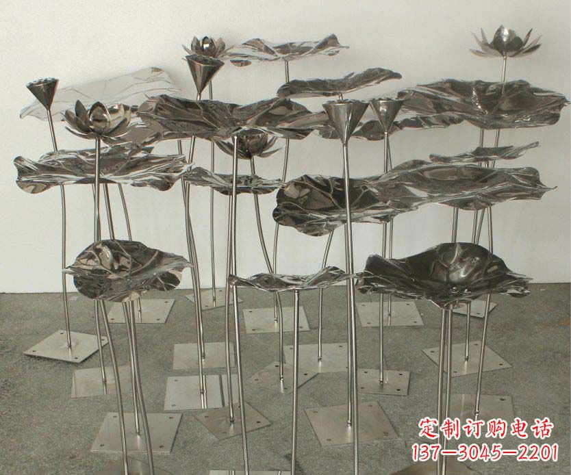 贵阳精美装饰不锈钢莲叶雕塑