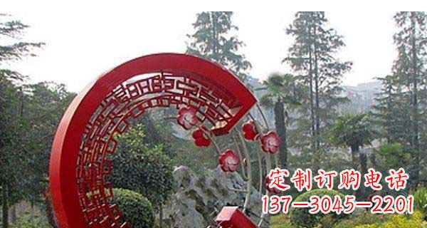贵阳灵动奔放的不锈钢和梅花圆环雕塑