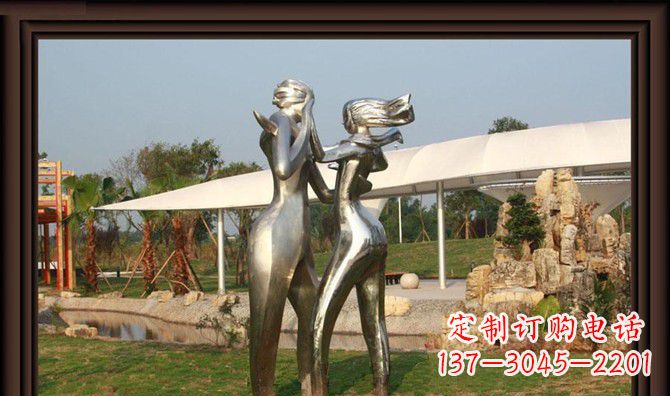 贵阳一对动感传情的不锈钢跳舞情侣雕塑