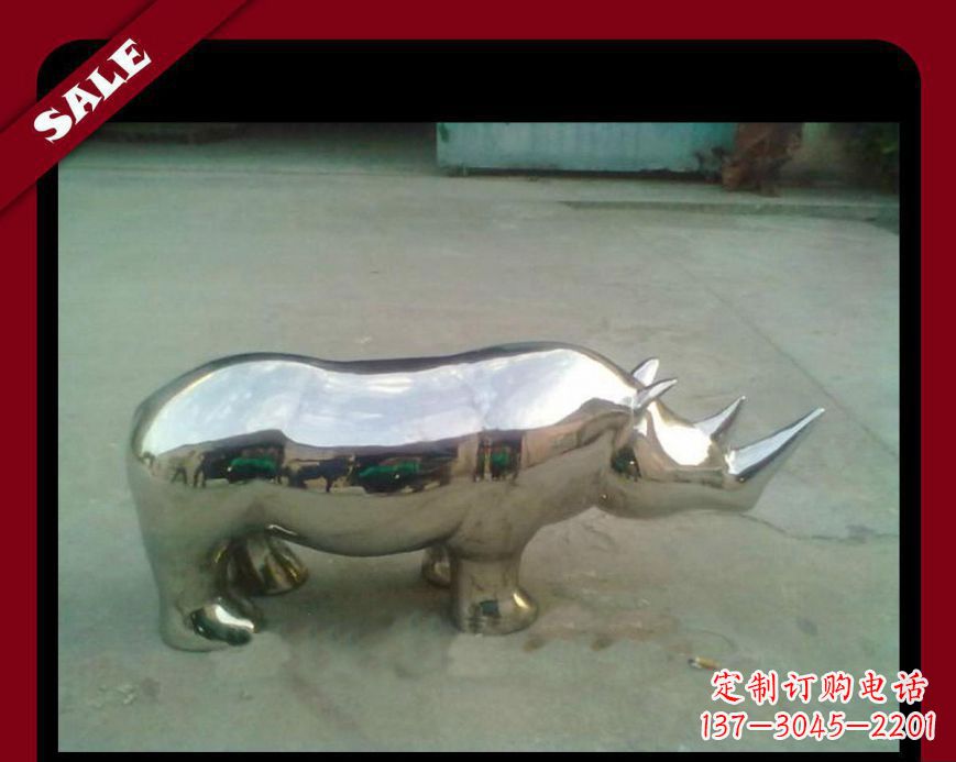 贵阳犀牛不锈钢雕塑给公园更多抢眼的艺术景观