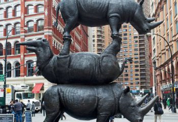 贵阳精美犀牛铜雕，城市街道创意装饰