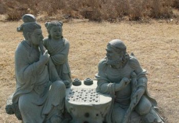 贵阳公园八仙下棋小品铜雕