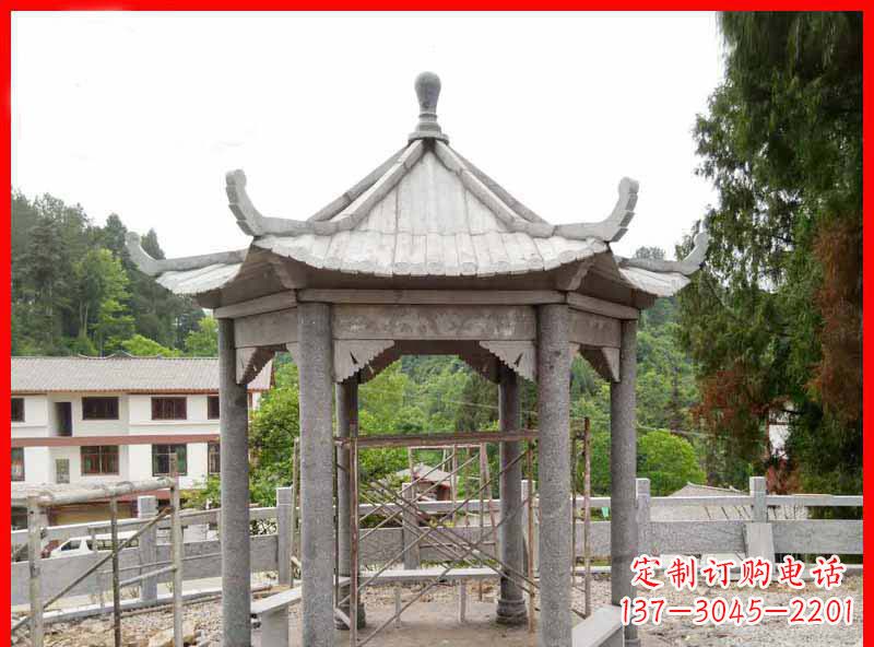 贵阳精美大理石六角石凉亭雕塑