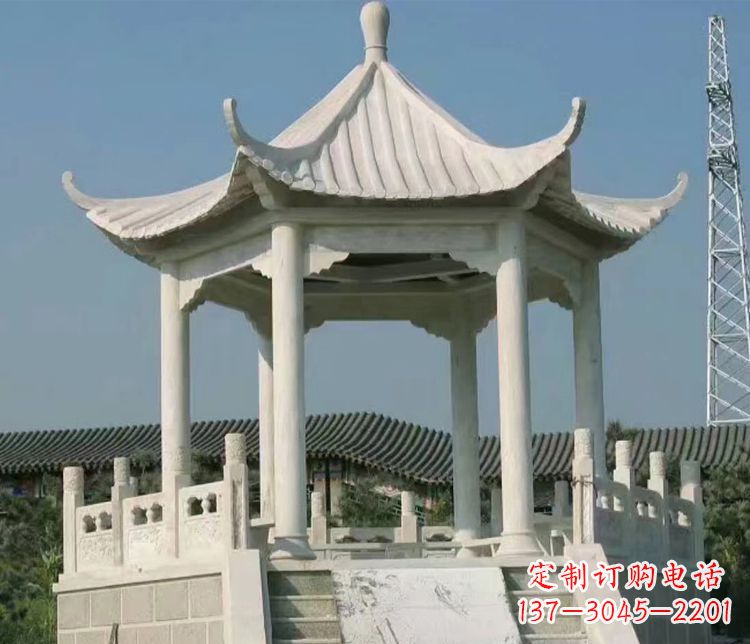贵阳极具视觉冲击力的大理石六角石凉亭雕塑