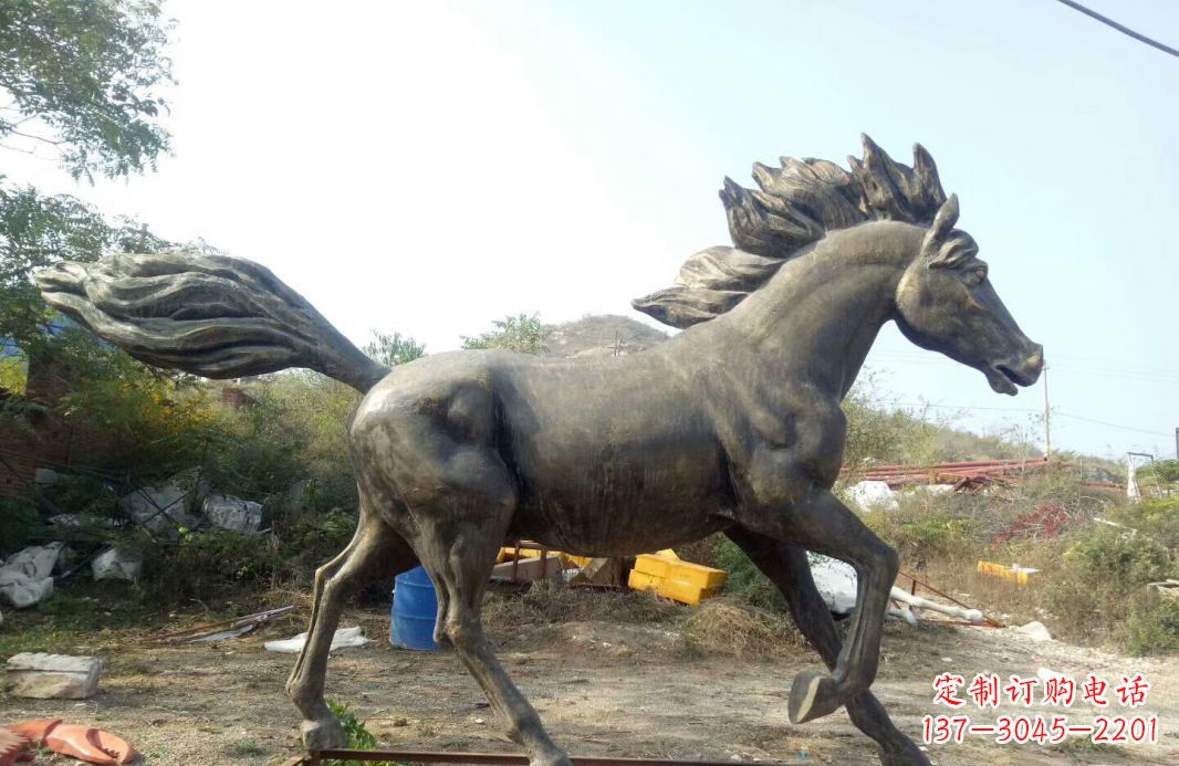 贵阳公园动物奔跑的马铜雕
