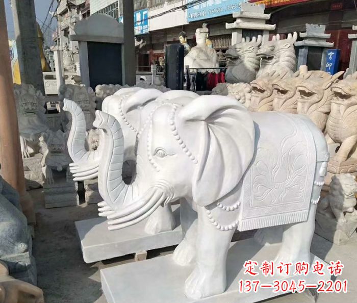 贵阳汉白玉大象雕塑——招财聚宝
