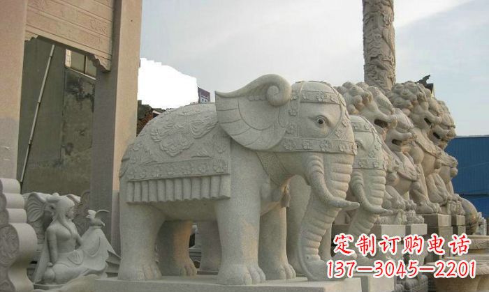 贵阳公园动物招财大象石雕 (2)