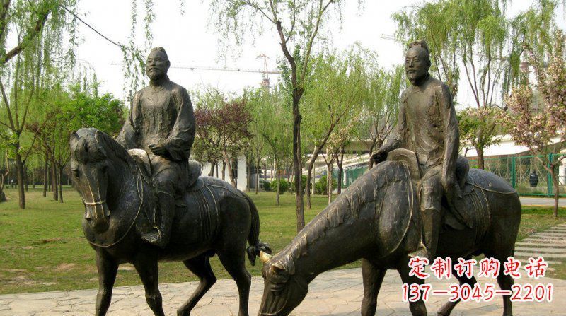 贵阳公园古人骑马人物铜雕