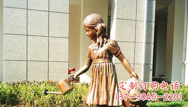 贵阳可爱的公园小女孩铜雕