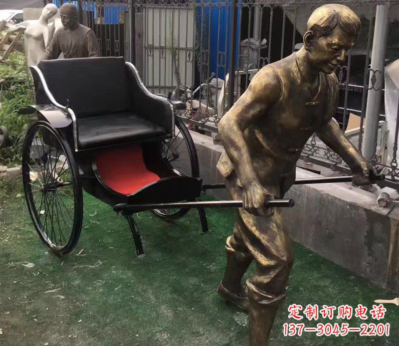 贵阳精美铜雕车夫人物雕塑