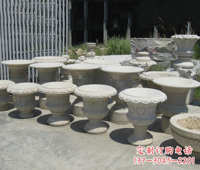贵阳大理石花盆石雕艺术品