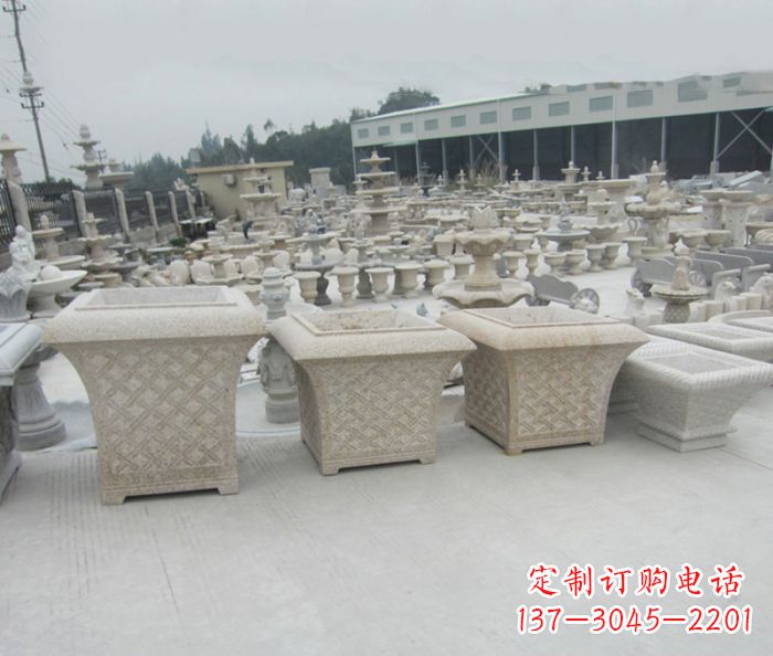 贵阳优雅花盆大理石雕塑