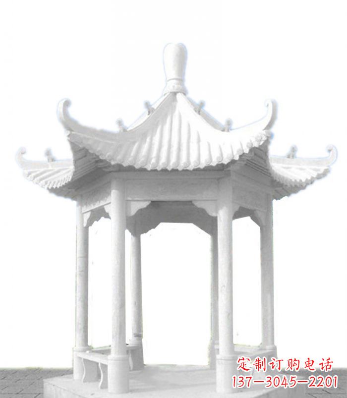 贵阳公园景观汉白玉石雕凉亭 (2)