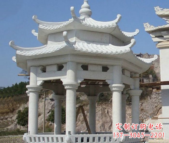 贵阳公园景观汉白玉石雕凉亭
