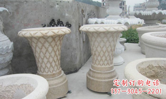 贵阳公园景观花篮式花盆石雕