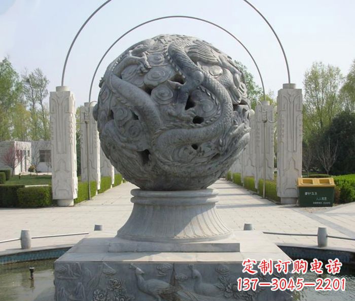 贵阳公园景观镂空龙浮雕喷泉石雕