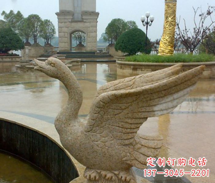 贵阳公园景观砂岩天鹅喷泉石雕